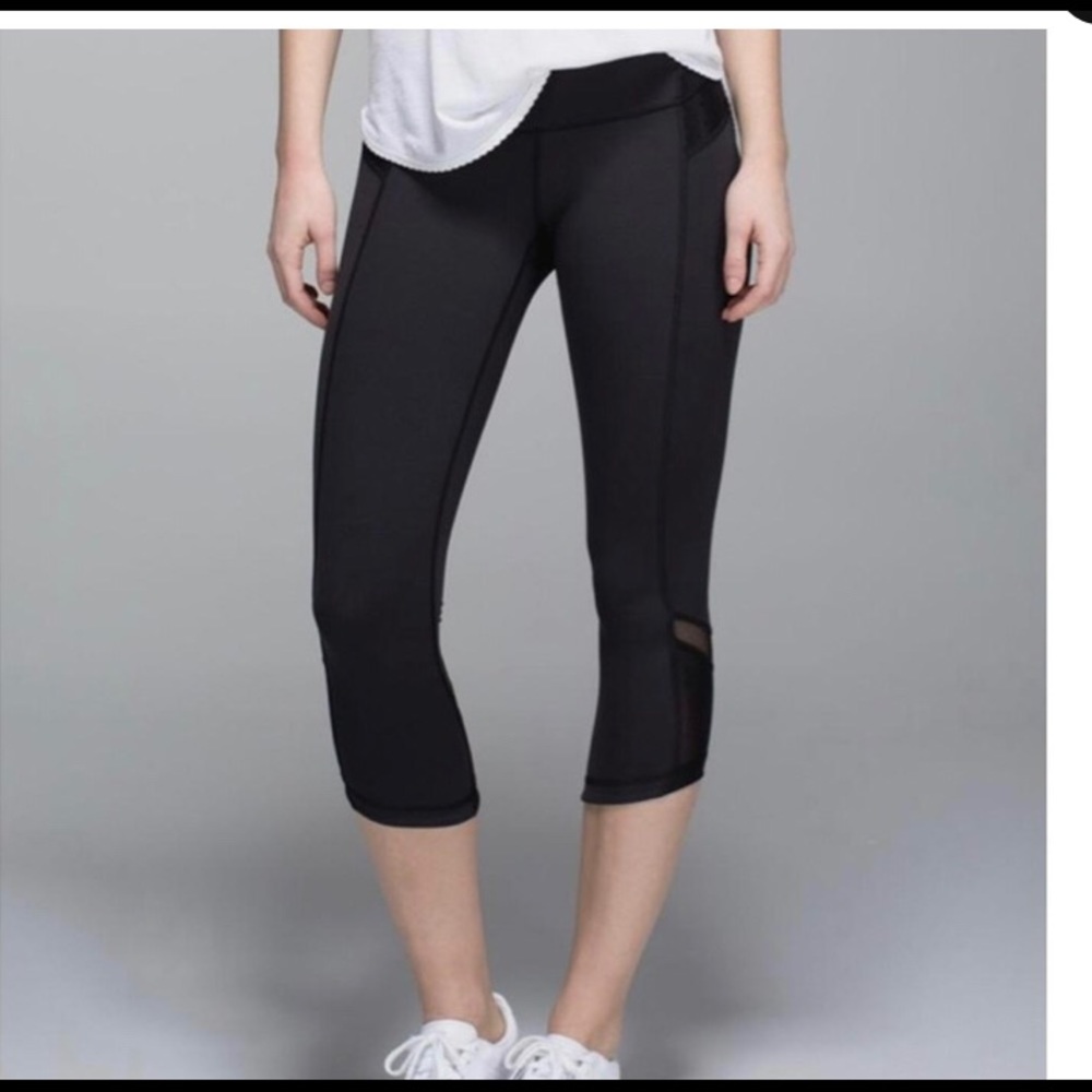 Lululemon Just Breathe polka dot mesh crops